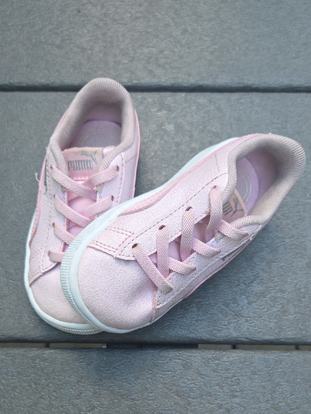 Puma Kids Pink Suede Lace-Up Sneakers